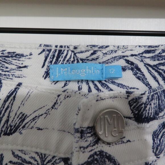 J. McLaughlin Womens Sz 12 Navy White Heron Toile Amal Pants Ankle Length Preppy - Picture 5 of 7